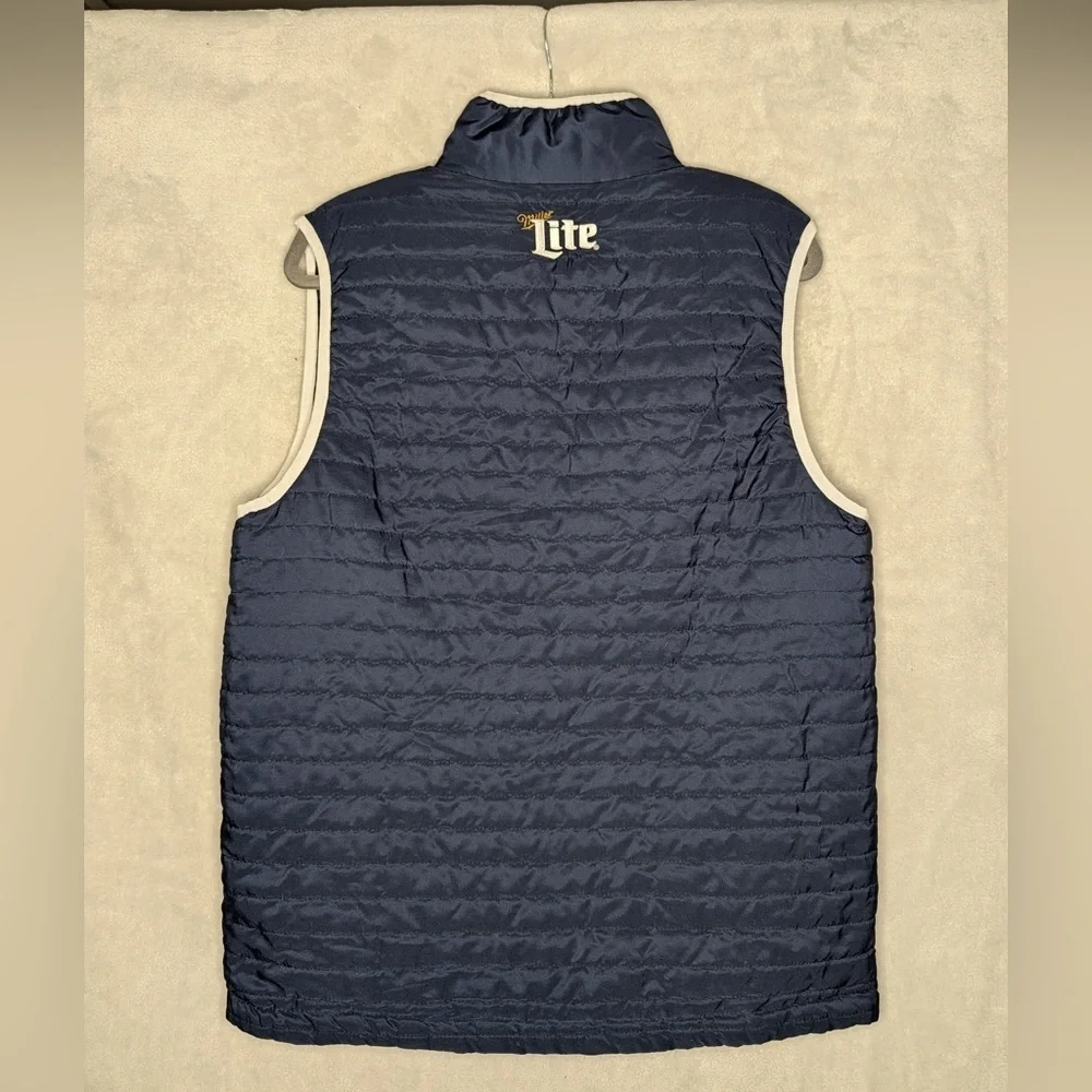 Kansas City Royals Miller Lite Quilted Puffer Vest - Navy Blue & White KC Logo - Picture 3 of 6